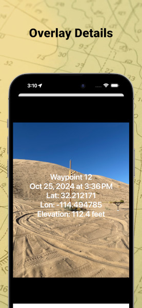 A photo with a location data overlay