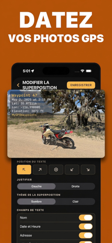 Modification de la superposition de données de localisation sur une photo